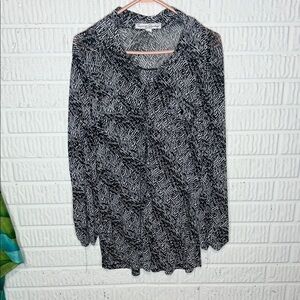 French Laundry Black and White Patterned Mesh Blouse